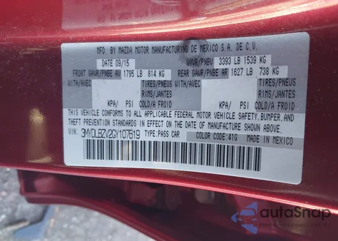 2016 Scion Ia from USA, damaged, VIN 3MYDLBZV2GY107619